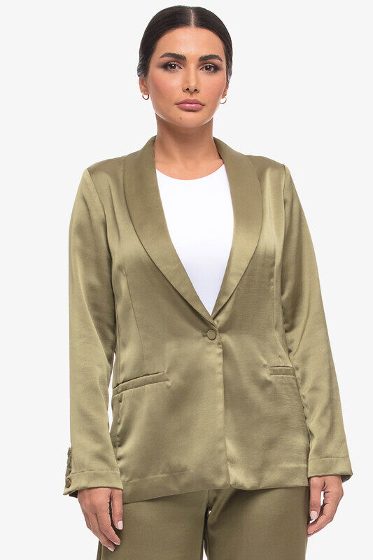 

Kayfi Green Shawl Collar Blazer, 16 UK, Green