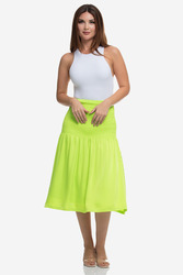 Kayfi Green Smocked Flared Skirt, 16 UK, Yellow
