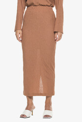 Brown Crinkled Sheath Skirt, 8 UK, Brown