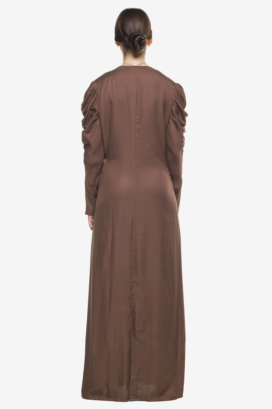 Kayfi Brown Cowl Sleeve Overlap Abaya, 10 UK, Brown