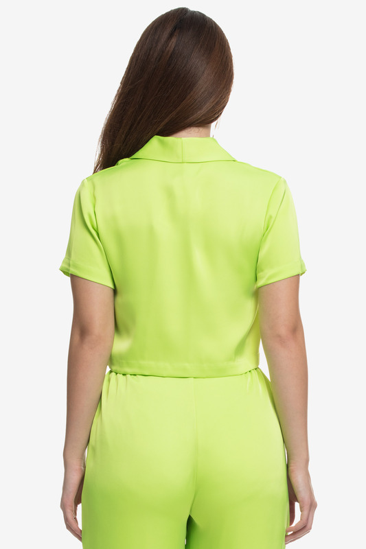 Kayfi Green Cropped Shirt, 8 UK, Yellow