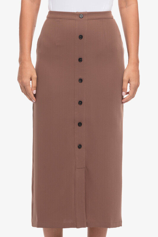 

Kayfi.com Kayfi Brown Button Down Column Skirt, 12 UK, Brown