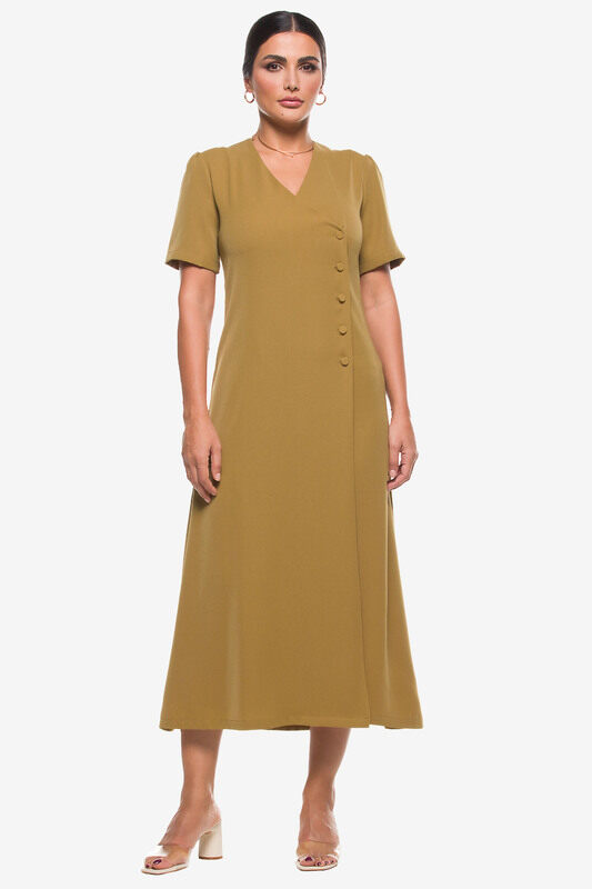 

Kayfi.com Green Crossover Midi Dress, 8 UK, Green