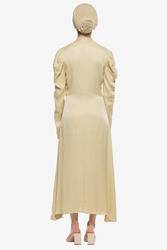 Yellow Cowl Sleeve Midi Dress, 8 UK, Black