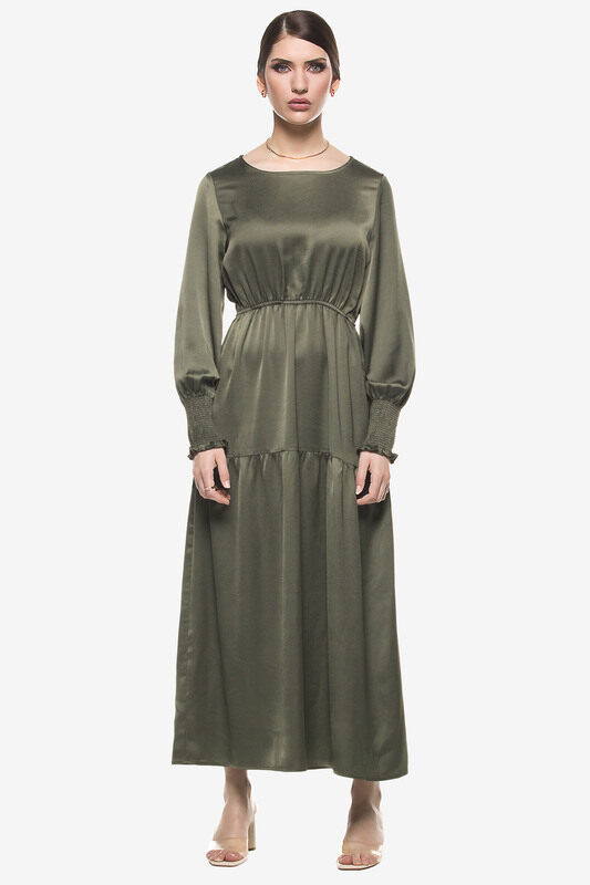 

Kayfi.com Kayfi Green Ruched Panel Midi Kaftan, 10 UK, Green