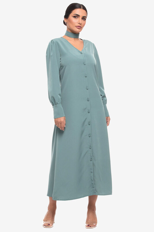 

Kayfi.com Kayfi Green Button Down Midi Dress, 10 UK, Mint