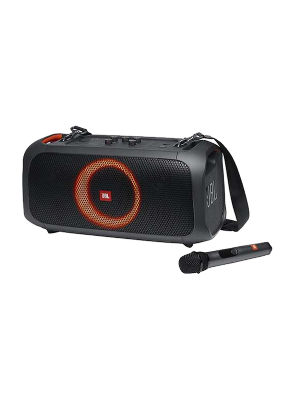 JBL Portable Party Speaker with Built-In Lights & Wireless Mic, Black