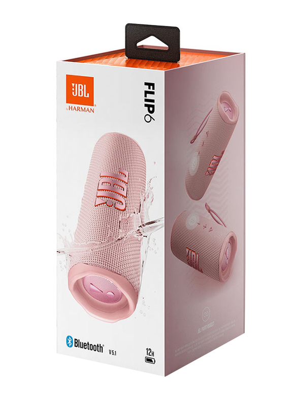 JBL Flip 6 Portable IP67 Waterproof Speaker, Pink