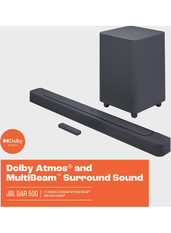 JBL BAR 500 5.1-Channel Soundbar with Multibeam And Dolby Atmos, Black