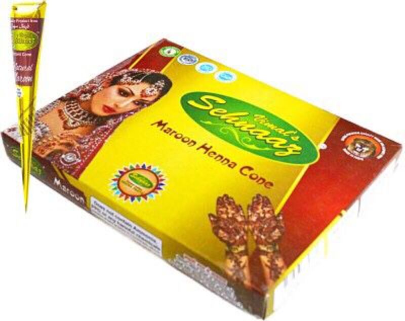 Sehnaaz Maroon Henna Cone Box Of 12 Pcs.