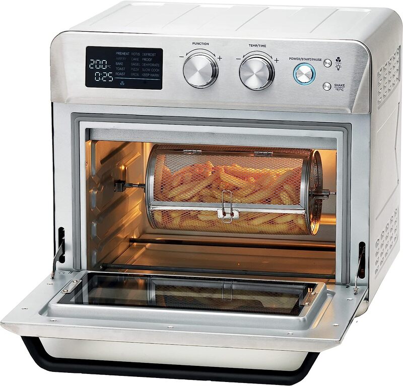 KENWOOD 2-in-1 25L Toaster Oven + Air Fryer-Oven Toaster Grill with Large Capacity, Rotisserie Function for Frying,Roasting, Grilling, Broiling, Baking, Browning,Defrosting,Heating MOA26.600SS Silver