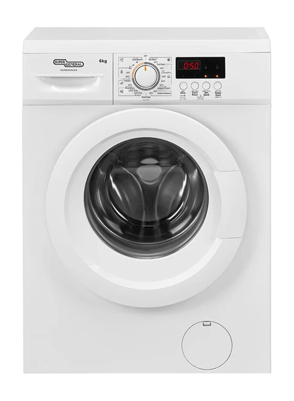 Super General 6 Kg 1000 RPM Front Load Washing Machine, 400W, SGW6200NLED, White
