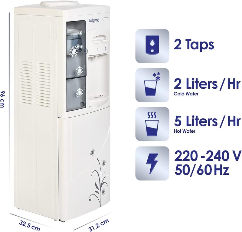 Super General Top Load Hot and Cold Water Dispenser with Cup Holder, 420W, SGL-1171, White