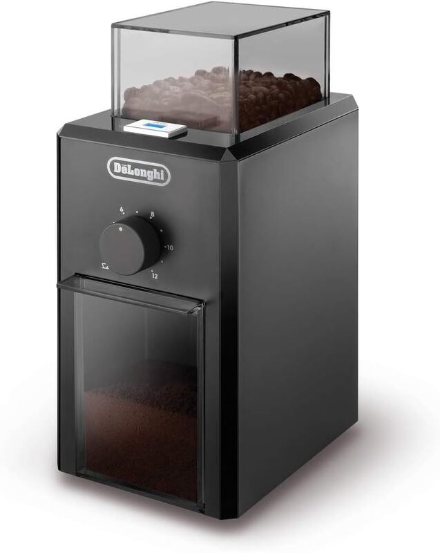 De'Longhi Electric Coffee Grinder With Fineness Selector , Burr Grinding System , 12 Cups Capacity , KG79 , Black