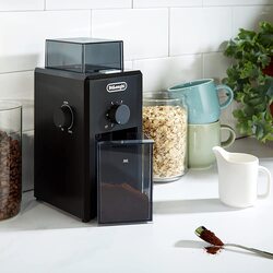 De'Longhi Electric Coffee Grinder With Fineness Selector , Burr Grinding System , 12 Cups Capacity , KG79 , Black