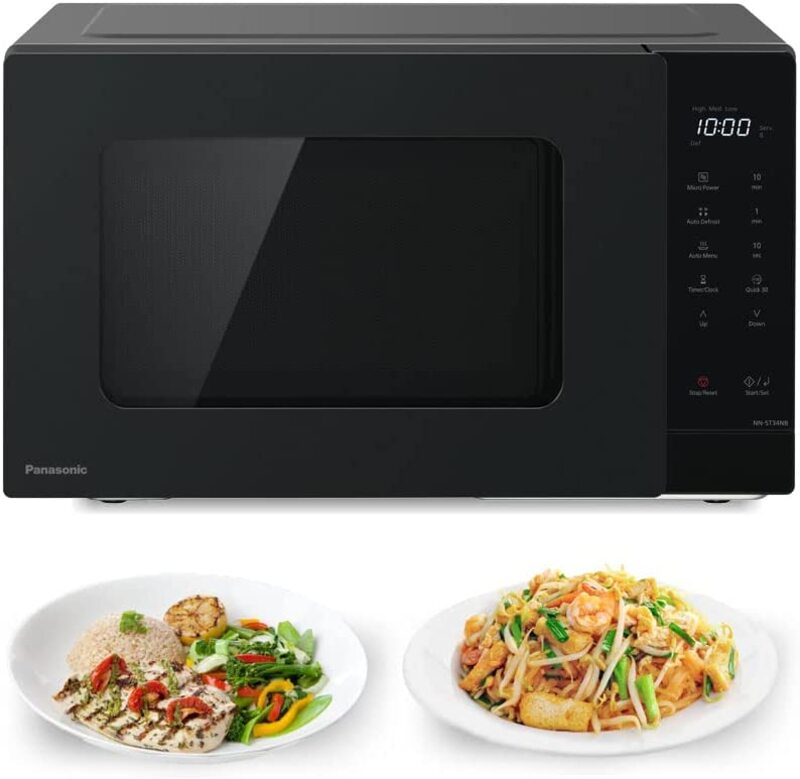 Panasonic 25L Compact Solo Microwave Oven NN-ST34NB,900W Push open, Auto-defrost, Child safety lock, Touch Operation, Quick 30 function, Black
