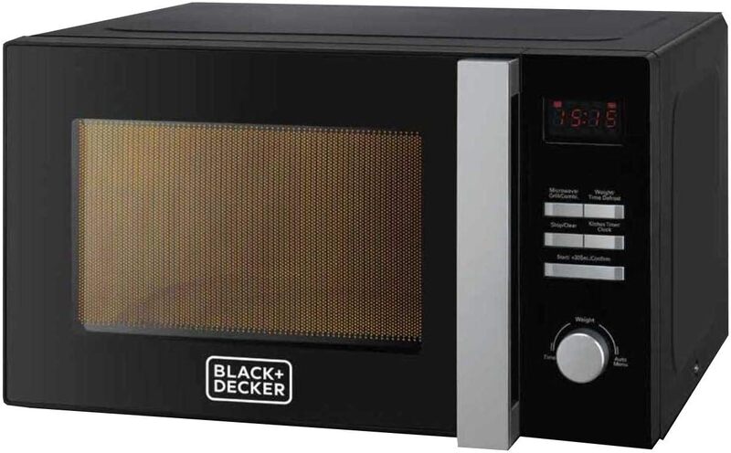 Black+Decker 28L Microwave Oven, 900W with Defrost Function, MZ2800, Silver/Black