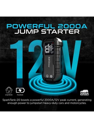 Promate 2000A/12V Heavy Duty Car Jump Starter with 20000mAh Power Bank, 45W Power Delivery, Black