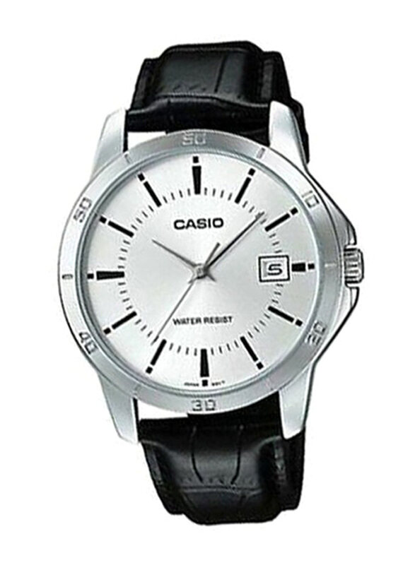 

Casio Quartz Analog Watch for Women with Leather Band, Water Resistant, LTP-V004L-7AUDF, Black-Silver