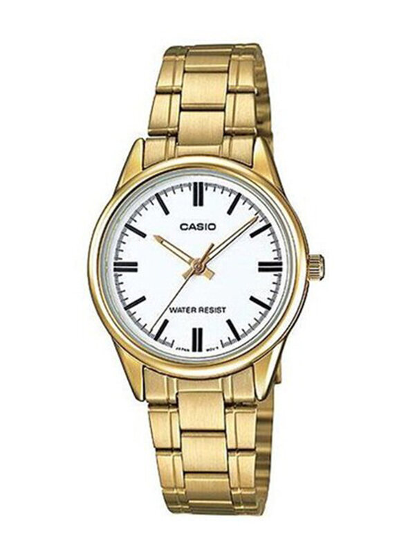 

Casio Analog Watch for Women with Stainless Steel Band, Water Resistant, LTP-V005G-7A-1, Gold-White