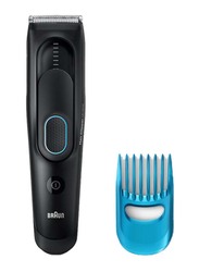 Braun Hair Clipper with 1 Comb and 8 Precise Length Settings, HC5010, Black/Blue