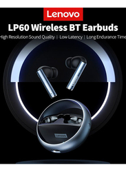 Lenovo LP60 True Wireless In-Ear Earbuds with Touch Control, Black