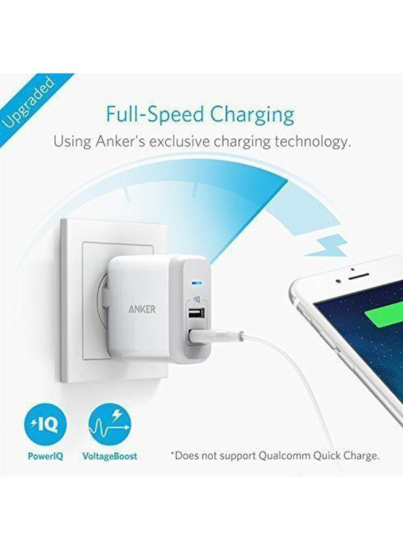 Anker PowerPort USB UK Wall Charger, White