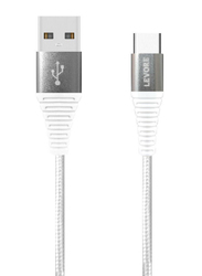 Levore 1-Meter USB C Nylon Braided Cable, USB A Male to USB C for Suitable Devices, White