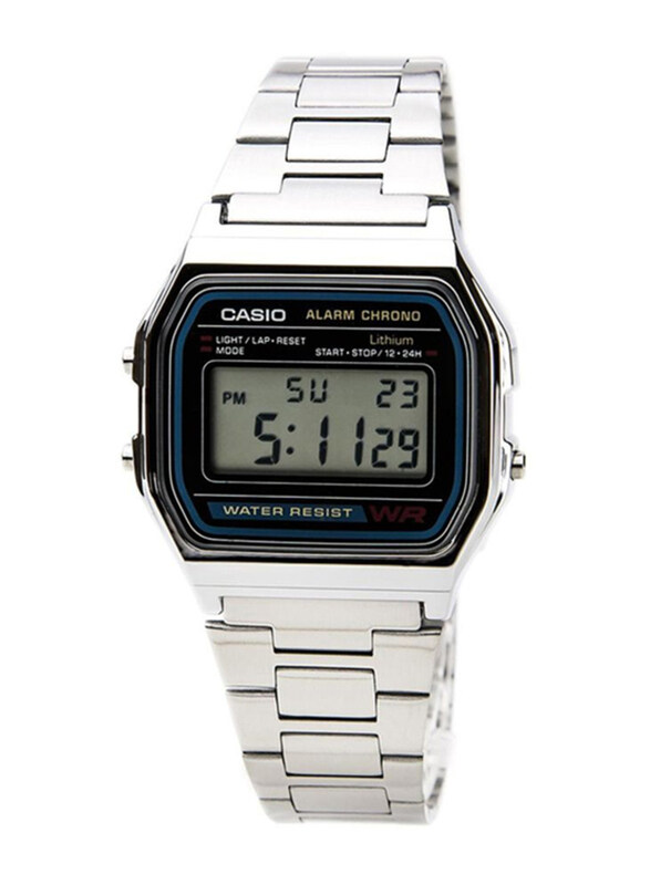 

Casio Vintage Digital Watch for Men with Stainless Steel Band, Water Resistant, A158WA-1, Silver-Grey