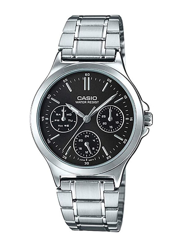 

Casio Enticer Analog Watch for Women with Stainless Steel, Water Resistant & Chronograph, LTP-V300D-1AUDF, Black-Silver