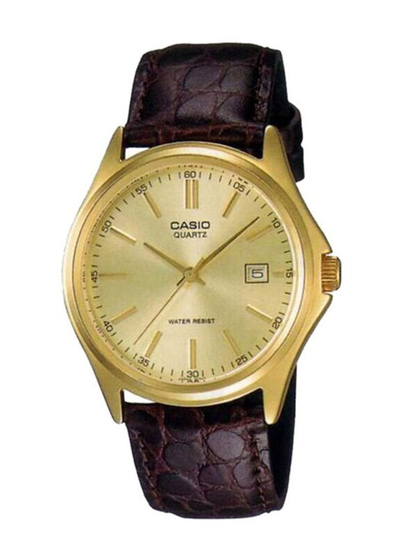 

Casio Analog Watch for Men with Leather Band, Water Resistant, LTP-1183Q-9ADF, Brown-Gold