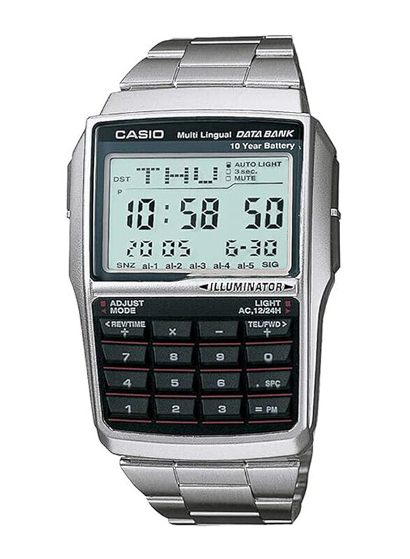 

Casio Digital Watch for Men with Stainless Steel Band, Water Resistant, DBC-32D-1ADF, Silver-Black