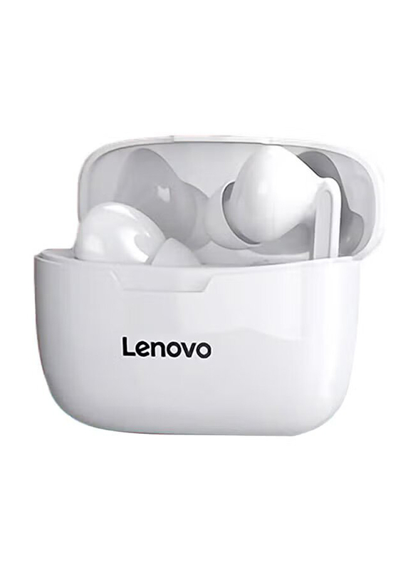 Lenovo XT90 Bluetooth In-Ear Earbuds With Charging Case, White