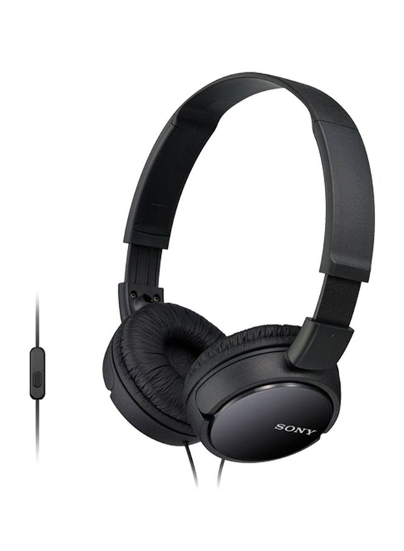 Sony On-Ear Wired Headphones with Mic, MDR-ZX110AP, Black