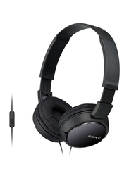 Sony On-Ear Wired Headphones with Mic, MDR-ZX110AP, Black