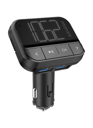 Promate Wireless in-Car Radio Car FM Transmitter Kit with Dual USB Ports, Hands Free Calling and Remote Control, Black