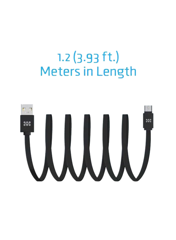 Promate 1.2-Meter Micro USB Data Sync Charging Cable for Smartphones/Tablets, Black