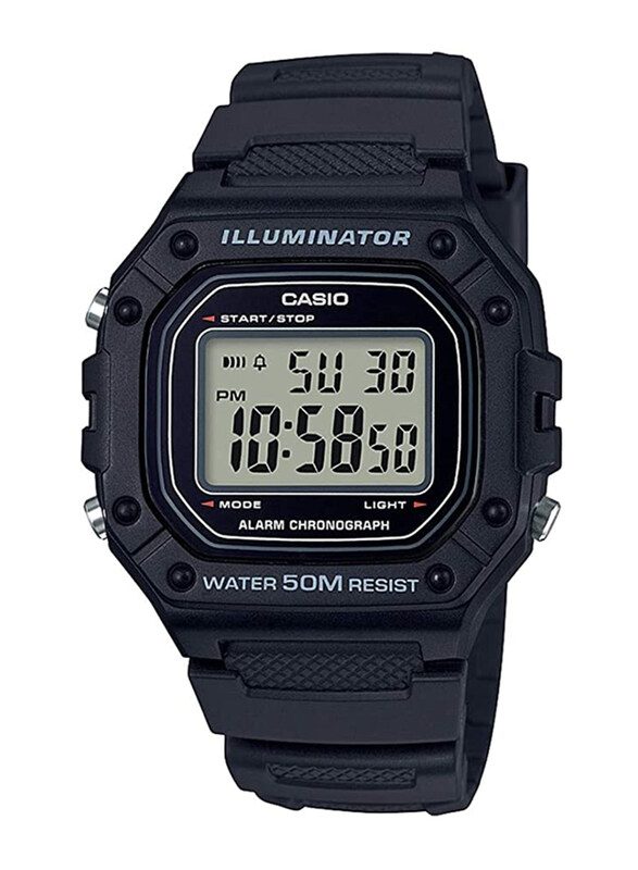 

Casio Digital Watch for Men with Resin Band, Water Resistant, W-218H-1AVDF, Black
