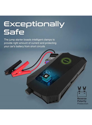 Promate 1500A/12V Car Jump Starter with 19200mAh Power Bank, 10W Qi Charger, Dual QC 3.0 Ports, Black