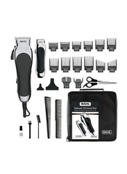 Wahl 27-Piece Deluxe Chrome Pro Complete Hair Cutting Grooming Kit, Black/Silver