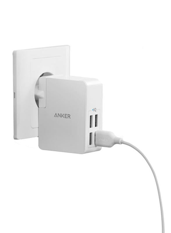 Anker 4-Port USB UK Wall Charger, White