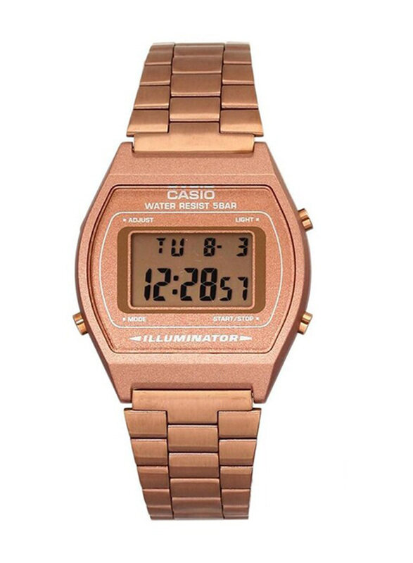 

Casio Casual Digital Watch Unisex with Stainless Steel Band, Water Resistant, B640WC-5ADF, Rose Gold-Grey