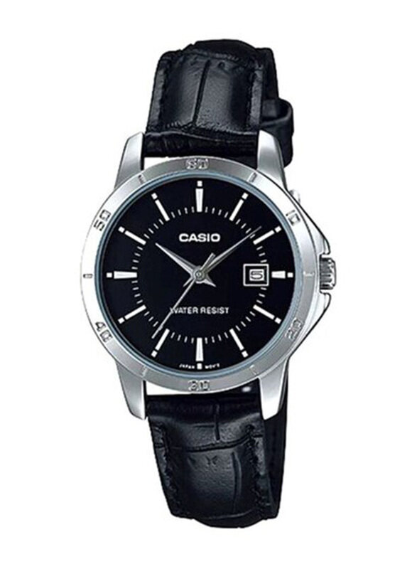 

Casio Dress Analog Watch for Women with Leather Band, Water Resistant, LTP-V004L-1A-1, Black