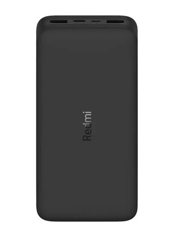 Xiaomi 20000mAh Redmi Power Bank Fast Charge 18W Dual Port with Micro-USB to USB-C Input, Black
