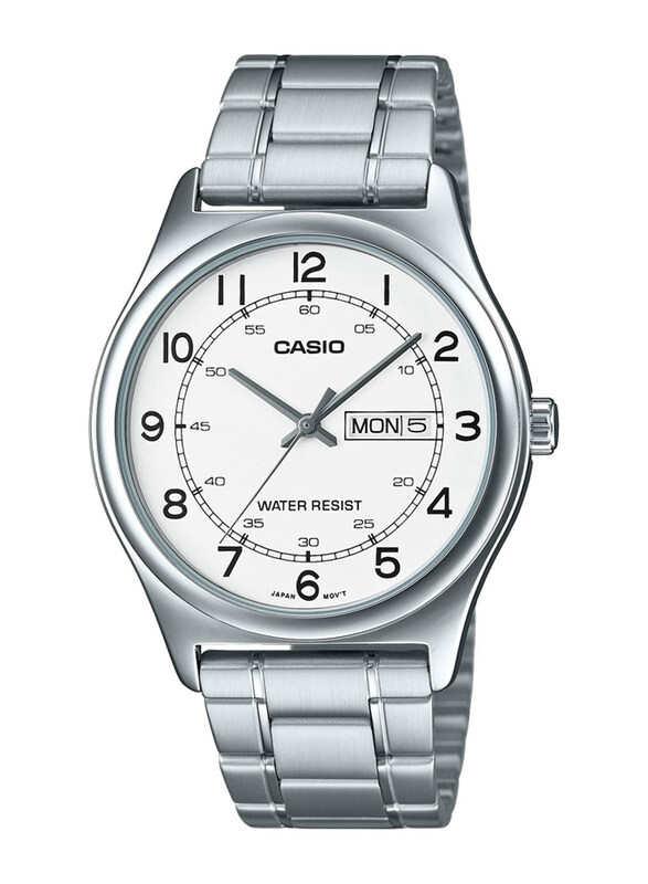 

Casio Enticer Watch for Men with Stainless Steel Band, Water Resistant, Mtp-V006D-7B2, Silver-White