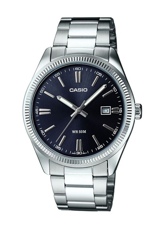 

Casio Analog Watch for Men with Stainless Steel Band, Water Resistant, MTP-1302D-1A1, Silver-Black