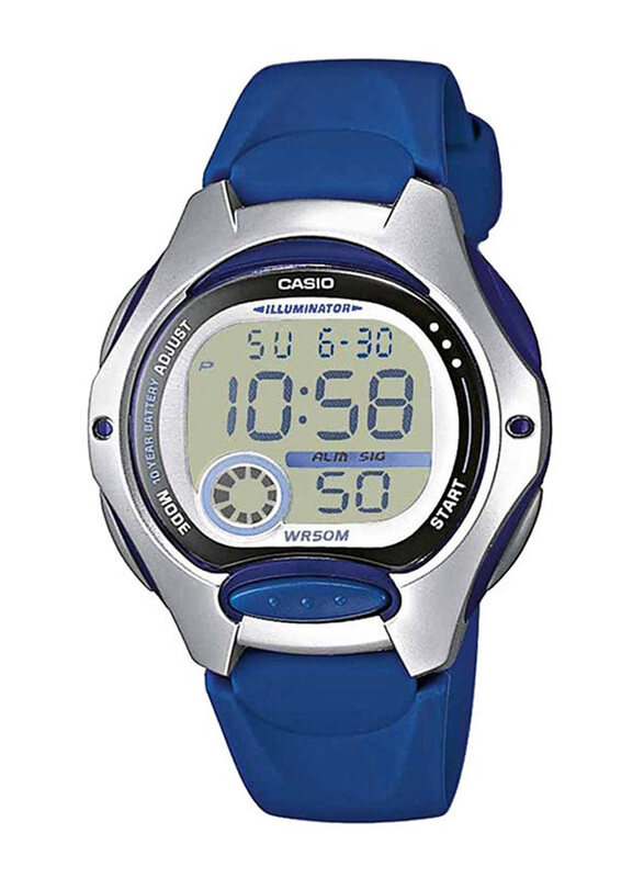 

Casio Youth Digital Watch for Women with Resin, Water Resistant, LW-200-2AV, Grey-Blue