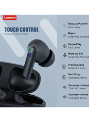 Lenovo HT05-B Wireless In-Ear Earbuds with Touch Controls, Black