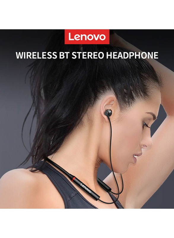 Lenovo HE05X Bluetooth Wireless In-Ear Neckband, Black/Red