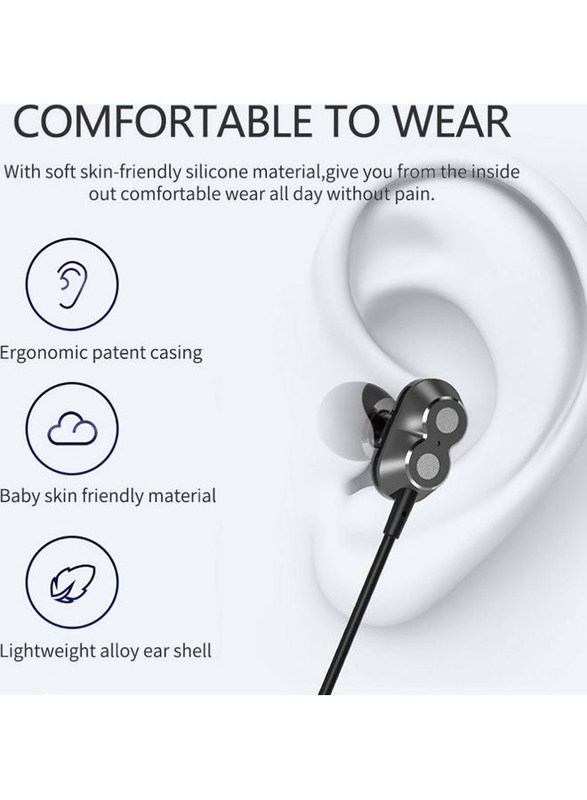 Lenovo HE08 Bluetooth Wireless In-Ear Sport Neckband, Black